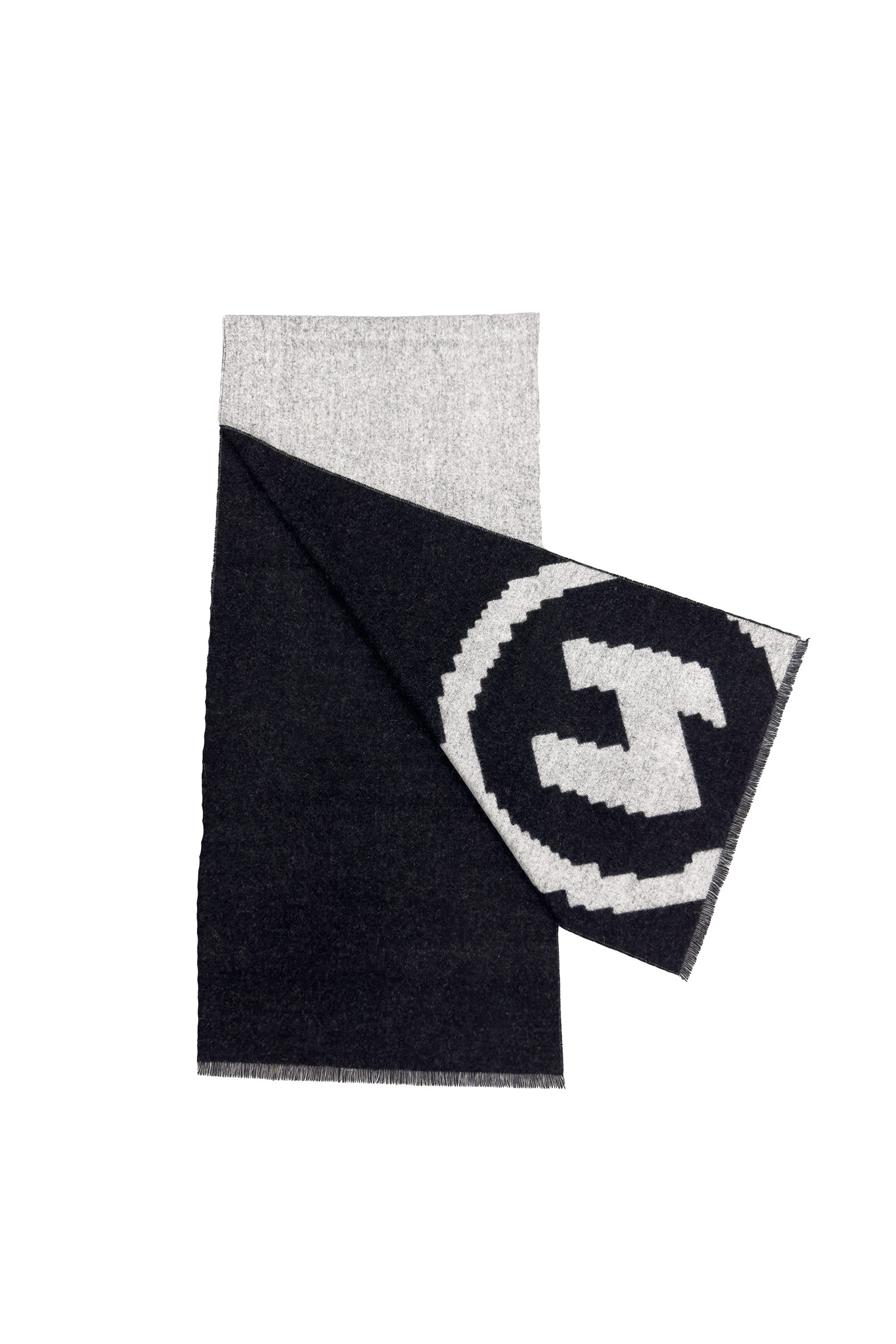 Scarf with Circle Logo - Black/White