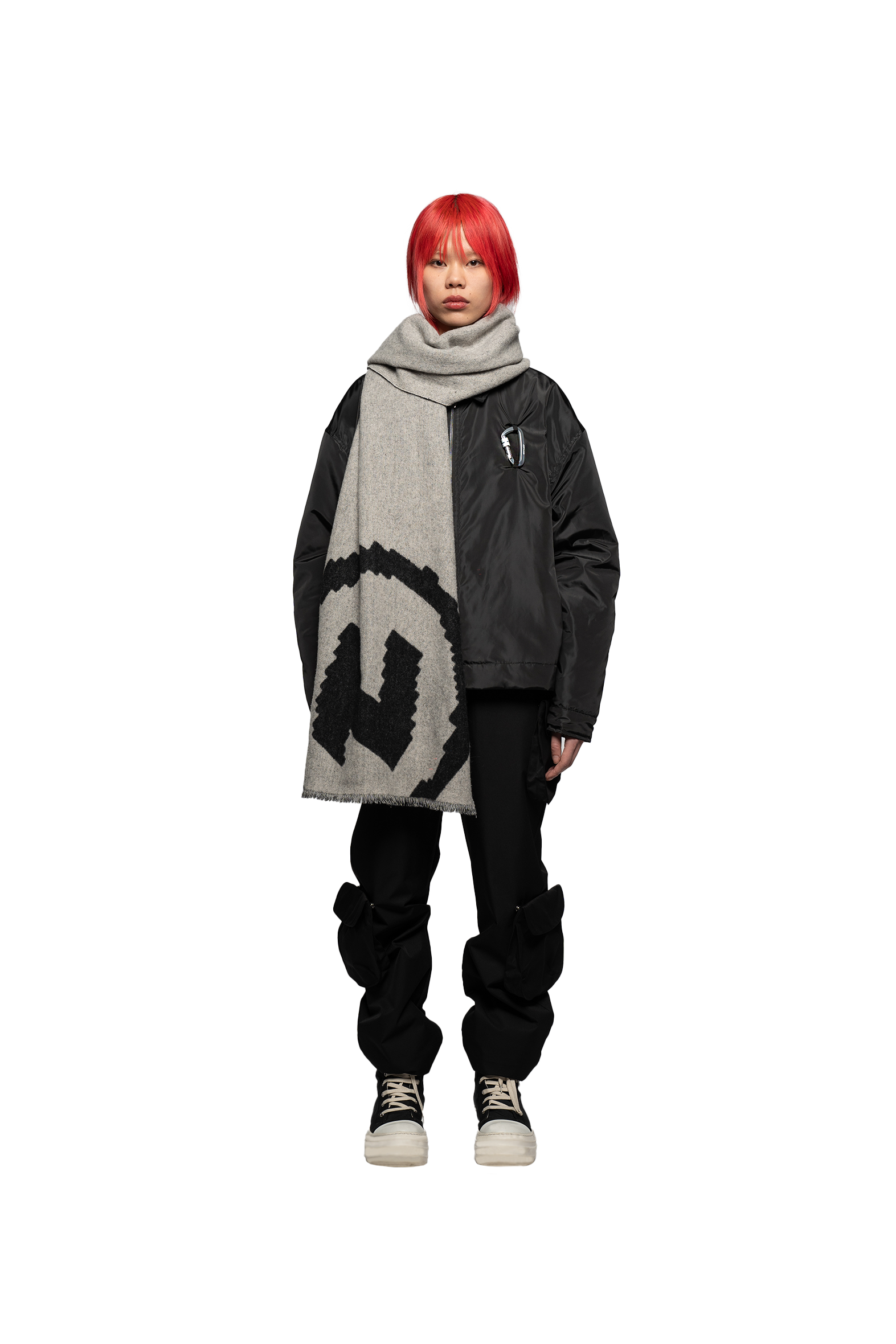 Scarf with Circle Logo - Black/White