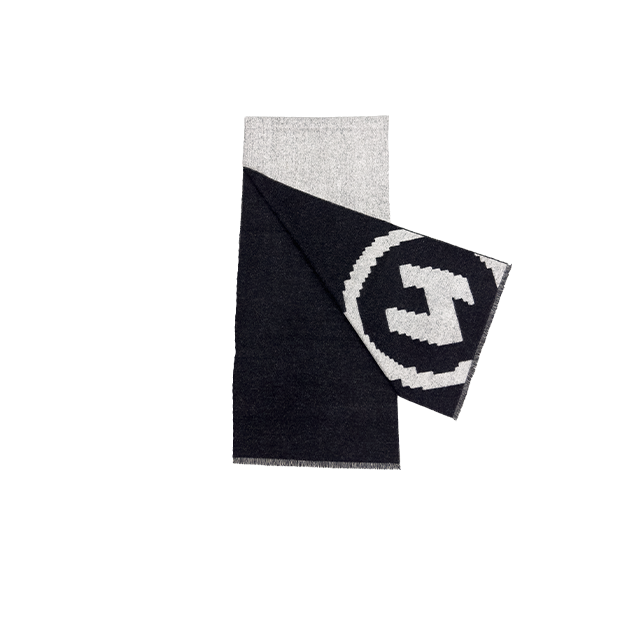 Scarf with Circle Logo - Black/White