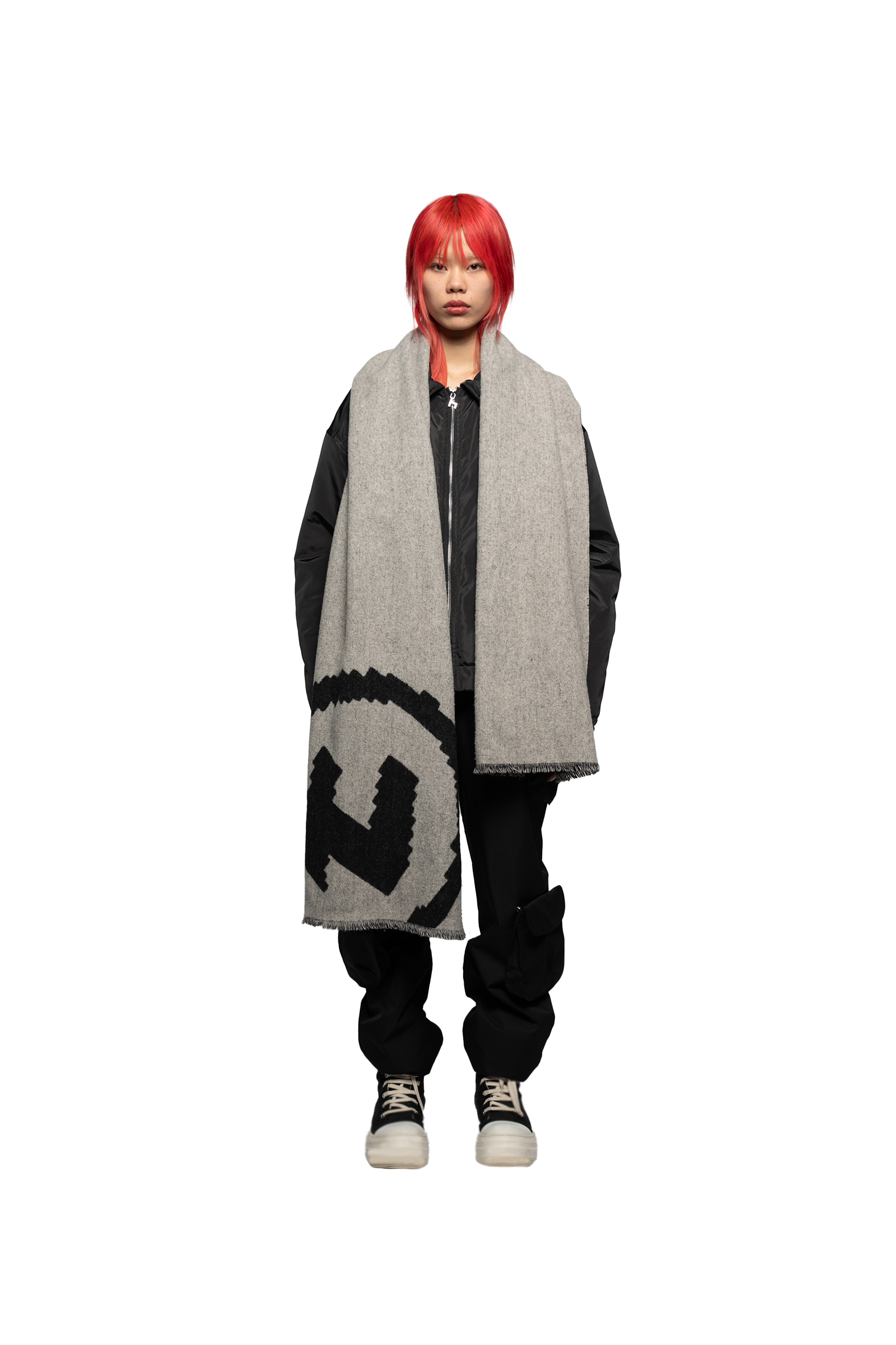 Scarf with Circle Logo - Black/White