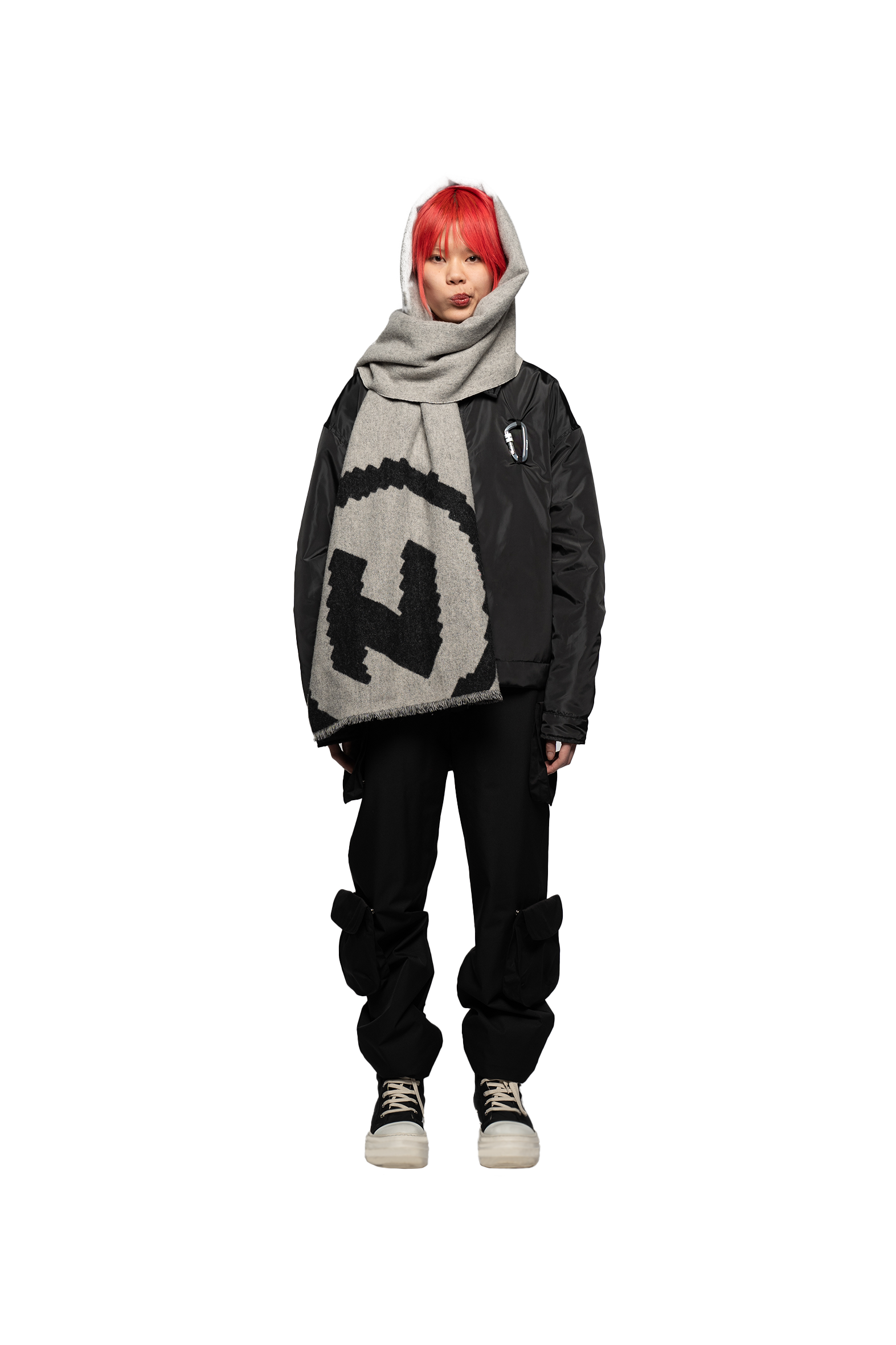 Scarf with Circle Logo - Black/White