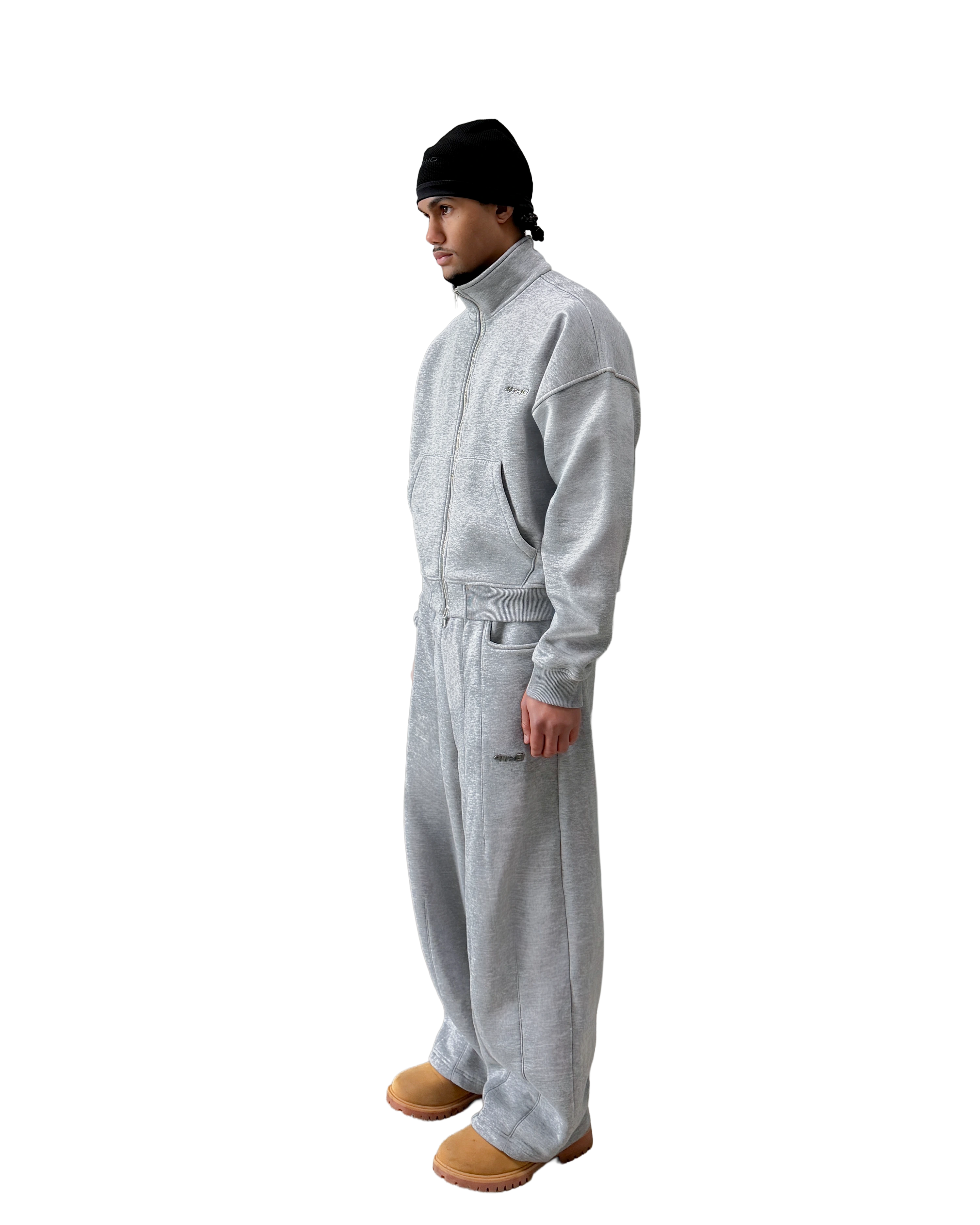 TRACKSUIT ZIP CREWNECK - GREY MELANGE