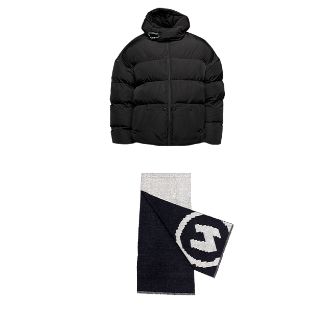 Puffer Jacket + Scarf Set