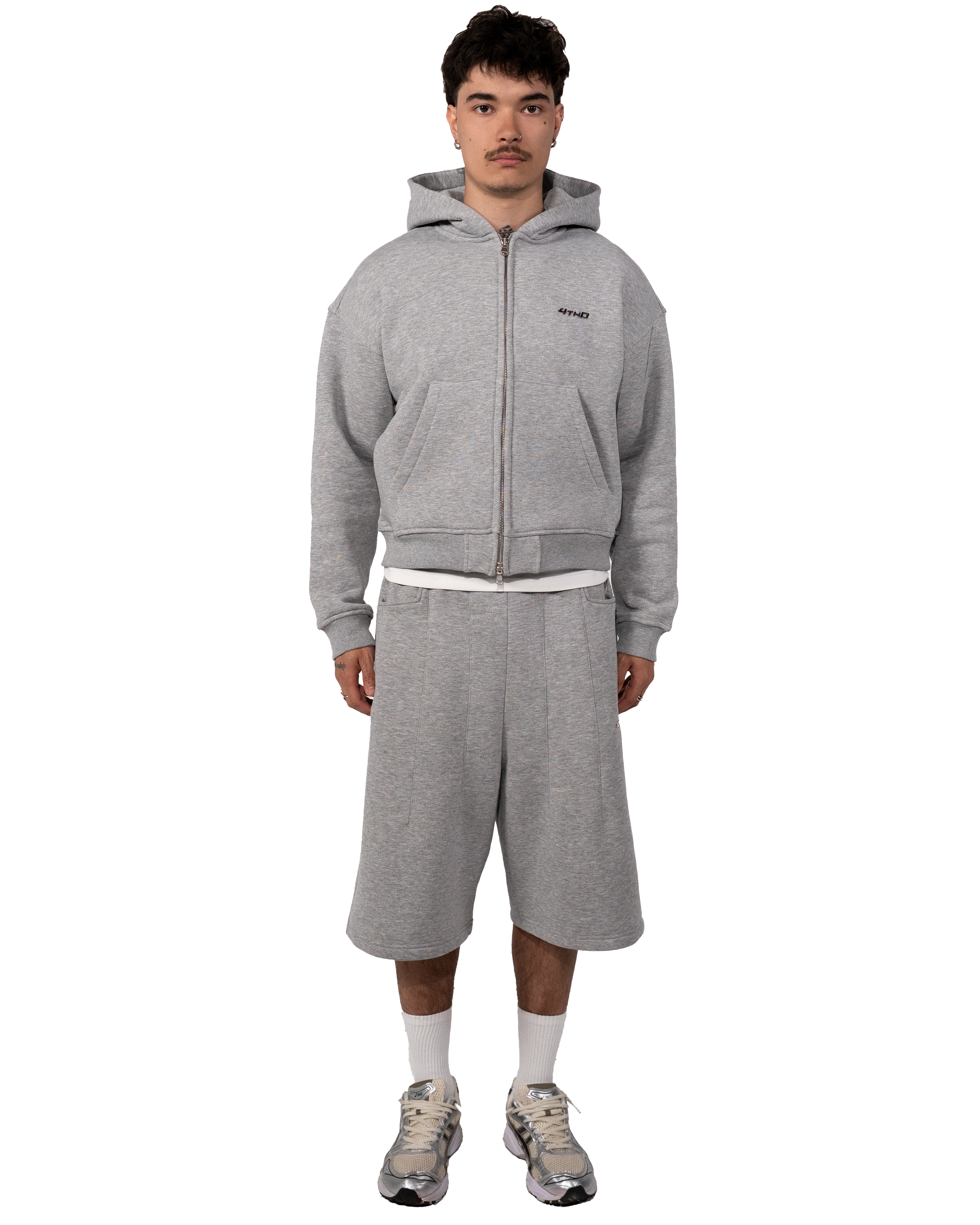 Zip Hoodie - Grey Melange